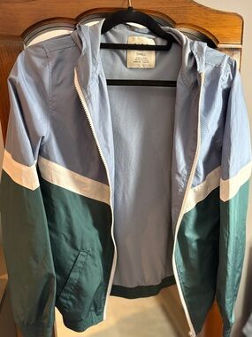 ZINE Cropped Retro-style Jacket in Blue, Green, and White